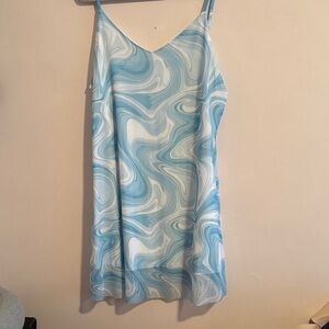 Blue and White Swirl Slip Dress